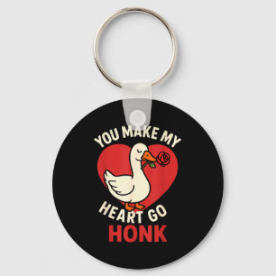 Valentine Goose Love Valentines - You Make My Hear Key Ring