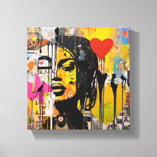 Valentine Graffiti Grunge Art Canvas Print