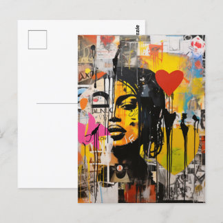 Valentine Graffiti Grunge Art Print Postcard