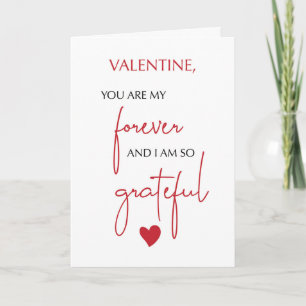 Valentine Grateful for Forever Love Modern Minimal Card