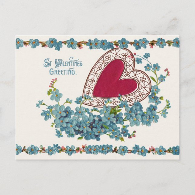 Valentine Greeting With Heart Holiday Postcard (Front)