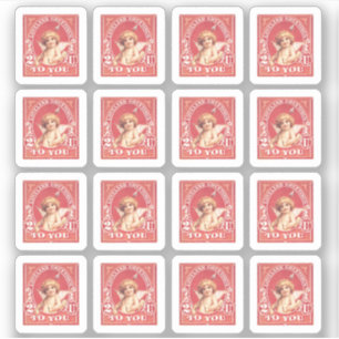 Valentine Greetings Cupid Red Faux Stamp Love Seal