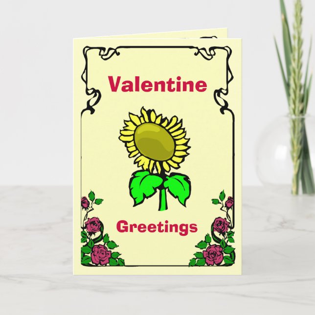 Valentine greetings, Sunflower 1 Holiday Card (Front)