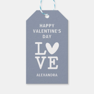 Valentine grey & white love heart custom gift tags