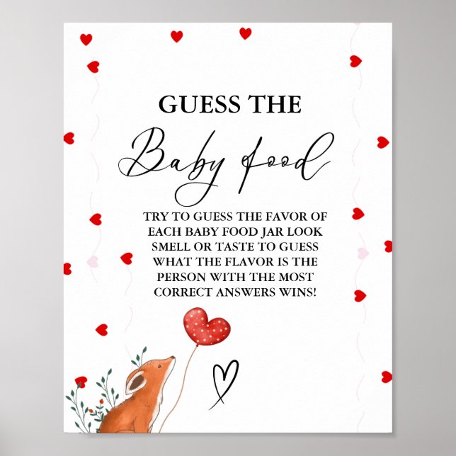 Valentine Guess The Baby Food Baby Shower Game  Poster (Front)