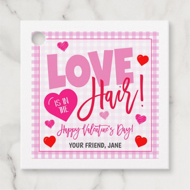 Valentine Hair Tie Gift Tag (Front)