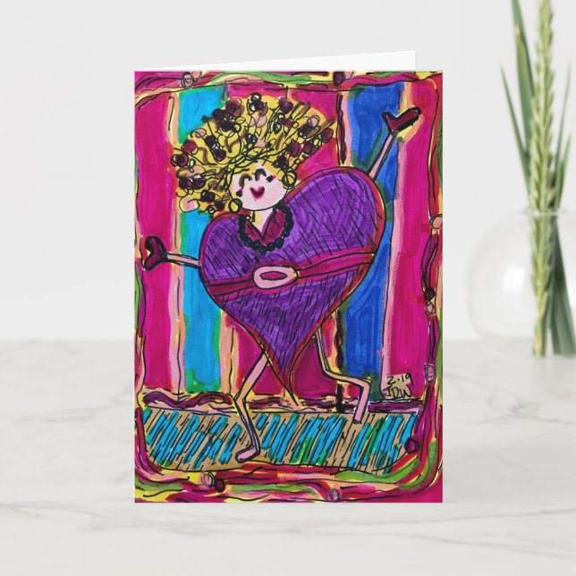 Valentine Happy Heart Dancer Card (Front)