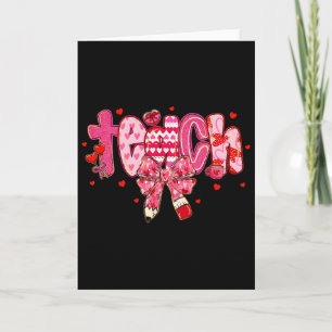 Valentine Happy Teacher Coquette Pencil Bow Girl W Card