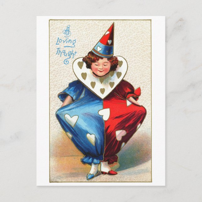 Valentine Harlequin Holiday Postcard (Front)