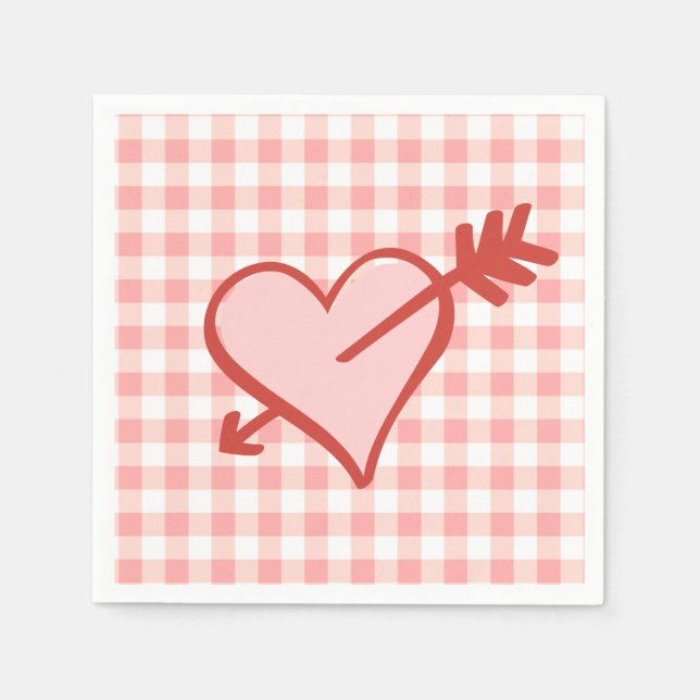 Valentine Heart and Arrow Paper Plate Napkin (Front)