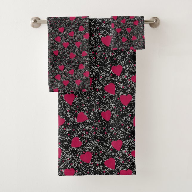 Valentine Heart Art Bath Towel Set (Insitu)