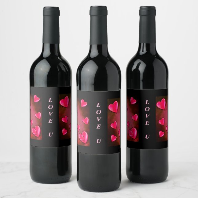 Valentine Heart Art Wine Label (Bottles)