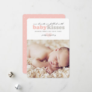 Valentine Heart Baby Girl Birth Announcement Card