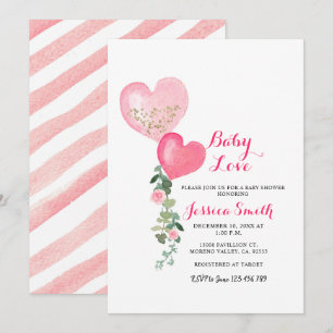 Valentine heart baby shower invitation