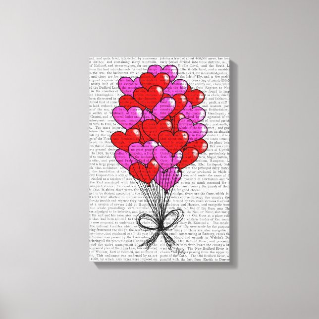 Valentine Heart Balloon Illustration Canvas Print (Front)