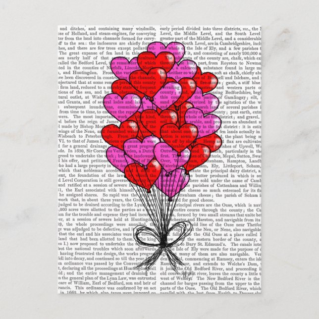 Valentine Heart Balloon Illustration Holiday Postcard (Front)