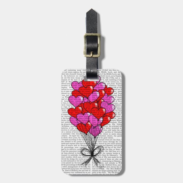 Valentine Heart Balloon Illustration Luggage Tag (Front Vertical)