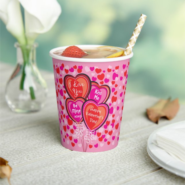 Valentine Heart Balloons Paper Party Cup (Insitu)