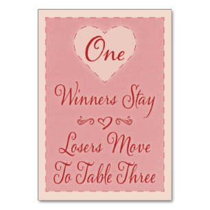 Valentine Heart Bunco Table Card #1