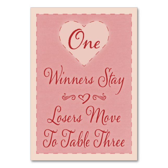 Valentine Heart Bunco Table Card #1 (Front)