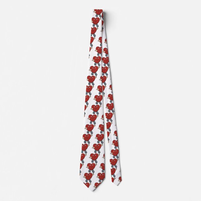 Valentine Heart Character Cute Animated Hearts Tie (Front)