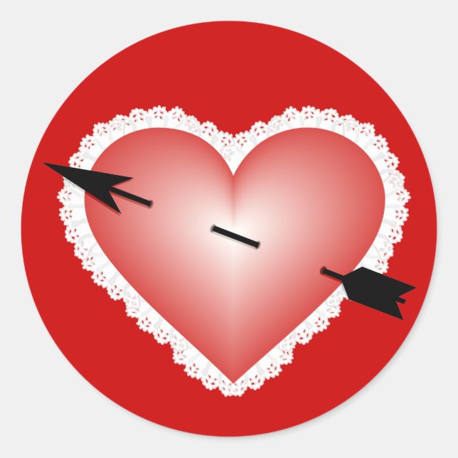 Valentine Heart Classic Round Sticker (Front)