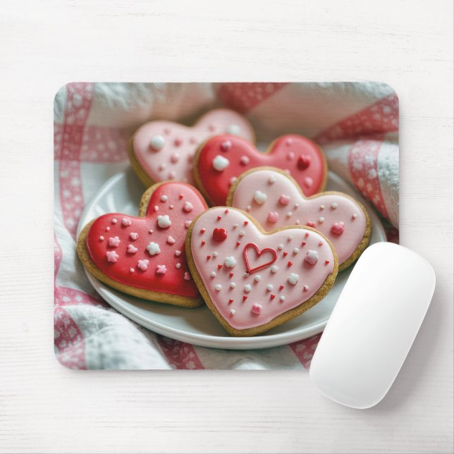 Valentine Heart Cookies Mouse Mat (With Mouse)