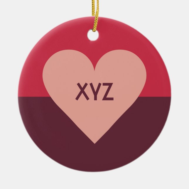 Valentine Heart custom monogram ornaments (Front)