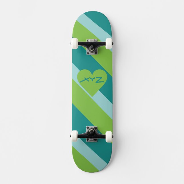 Valentine Heart custom monogram skateboards (Front)