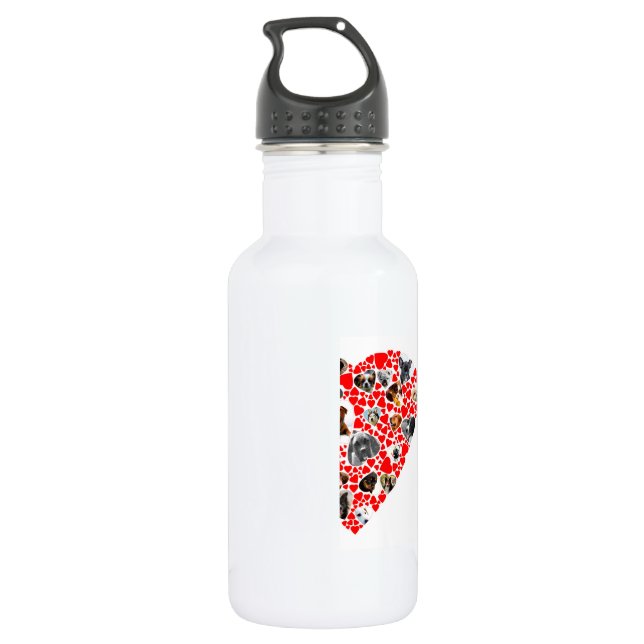 Valentine Heart Dog Photo Collage 532 Ml Water Bottle (Back)