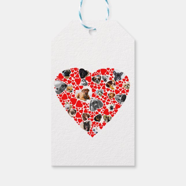 Valentine Heart Dog Photo Collage gift tag (Back)