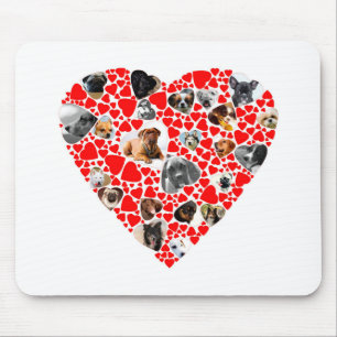 Valentine Heart Dog Photo Collage Mouse Mat