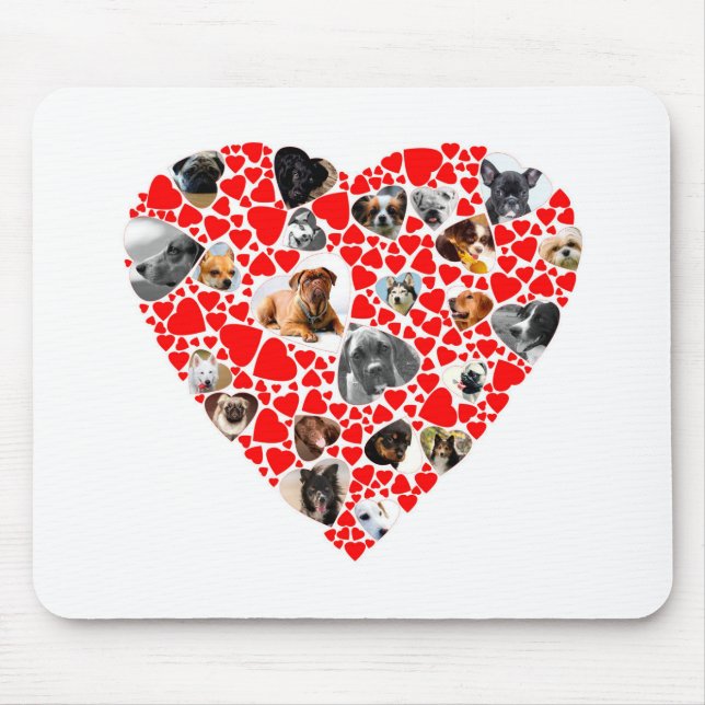 Valentine Heart Dog Photo Collage Mouse Mat (Front)