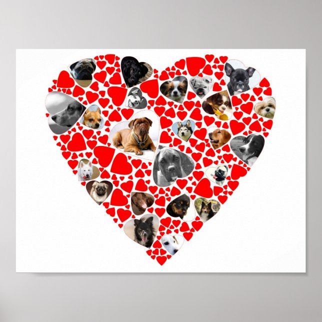 Valentine Heart Dog Photo Collage posters (Front)