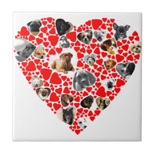 Valentine Heart Dog Photo Collage Tile