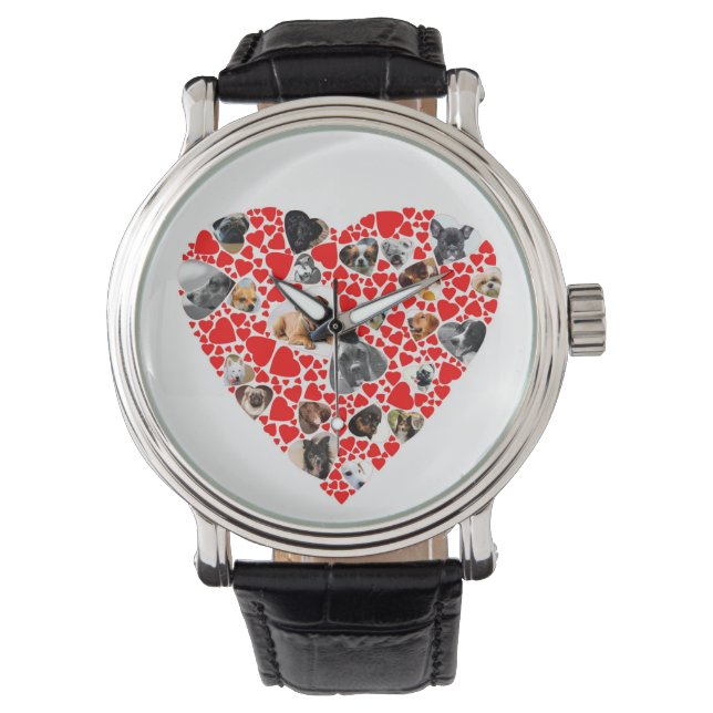 Valentine Heart Dog Photo Collage watch (Front)