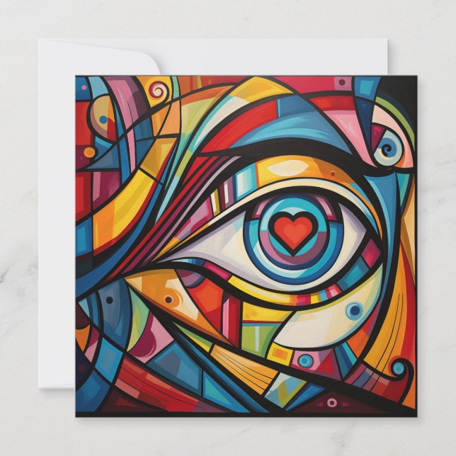 Valentine Heart Eye Abstract Art Card (Front)