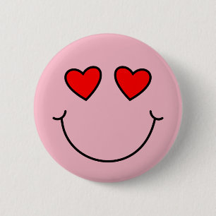 Valentine Heart Eyes Emoji 6 Cm Round Badge