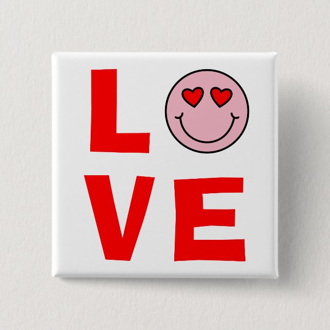 Valentine Heart Eyes Emoji Love 15 Cm Square Badge (Front)