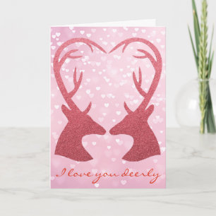 Valentine Heart Glitter Deer Holiday Card