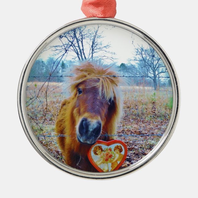 Valentine Heart  Horse Metal Tree Decoration (Front)