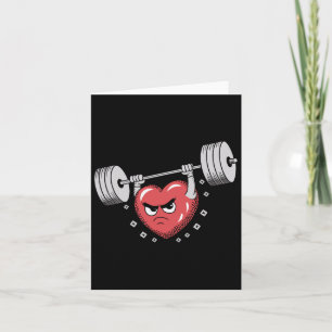 Valentine Heart Lifting Weights Funny Workout  Card