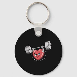 Valentine Heart Lifting Weights Funny Workout Key Ring