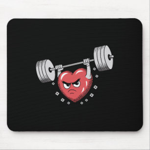 Valentine Heart Lifting Weights Funny Workout  Mouse Mat