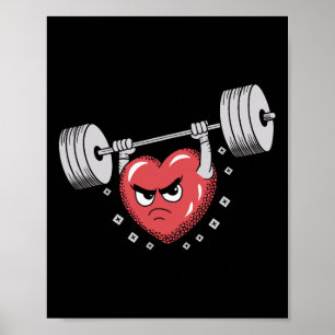 Valentine Heart Lifting Weights Funny Workout  Poster
