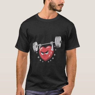 Valentine Heart Lifting Weights Funny Workout  T-Shirt
