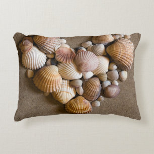 Valentine Heart Made with Shells Decorative Cushion