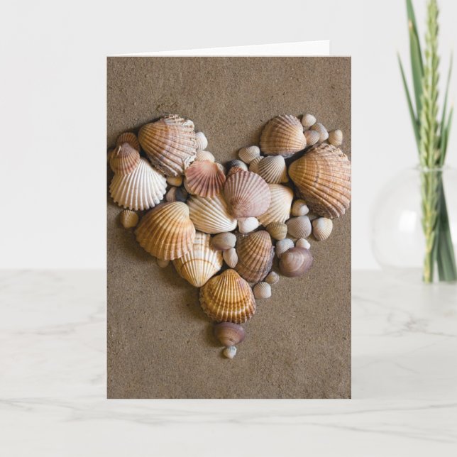 Valentine Heart Made with Shells Holiday Card (Front)
