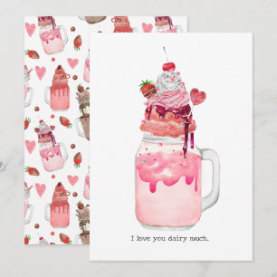 Valentine Heart Milkshake I Love You Pun Card
