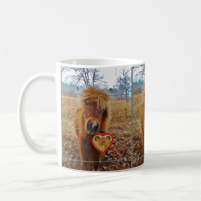 Valentine Heart  Miniature brown Horse Coffee Mug (Left)